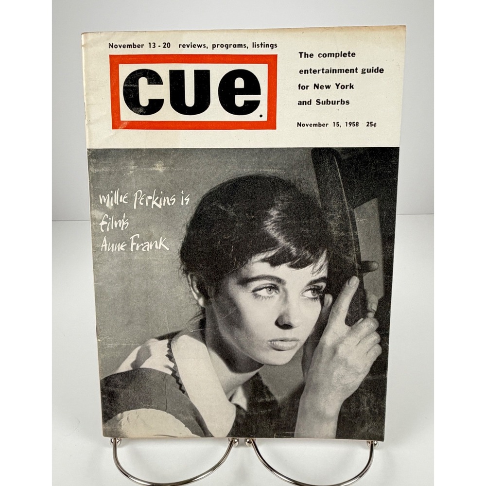 Vintage 1958 Cue Magazine Millie Perkins Cover NYC Broadway TV Ads Nov 15